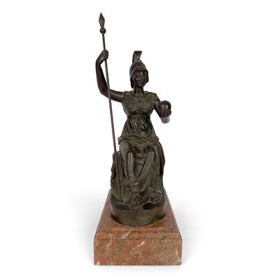 Minerva Come Dea Roma, Scultura in Bronzo Patinato, XIX Secolo