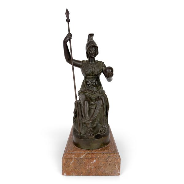 Minerva come Dea Roma, scultura in bronzo patinato, XIX secolo