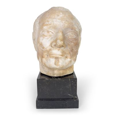 Testa virile, inizi del XIX secolo, scultura in marmo bianco