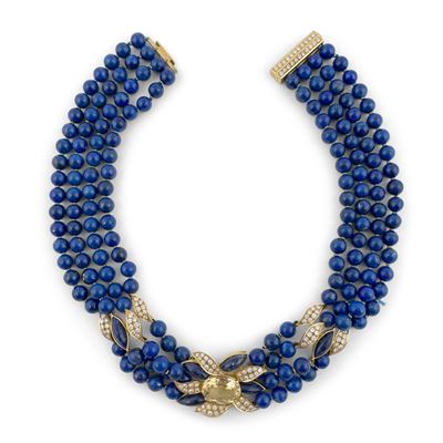 Collana a quattro fili di sfere di lapislazzuli