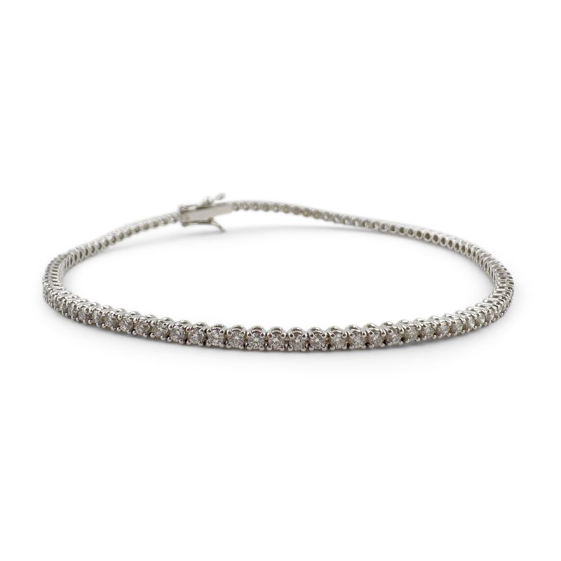 Bracciale Tennis in Oro Bianco 18kt. con Brillanti per Ct. 2 Circa