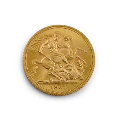 Sterlina in oro, 1964 — titolo 916,7‰, peso 7,98 g