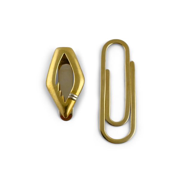Due spille fermasoldi in oro giallo 18kt