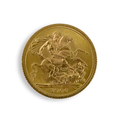 Sterlina in oro, 1966, titolo 916,7‰, peso 7,98 g