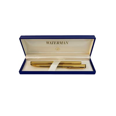 Waterman, penna stilografica e penna a sfera placcate in oro giallo con custodie originali