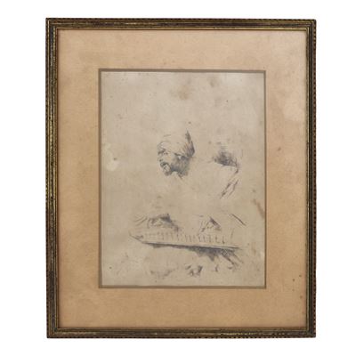 Domenico Morelli, Arabo che suona, disegno a china su carta