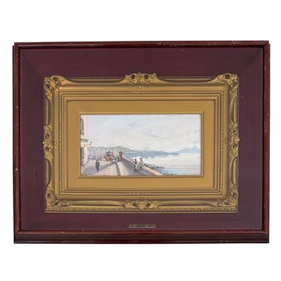 Edoardo Dalbono, Sul lungomare di Napoli, gouache