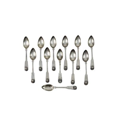 Dodici cucchiaini in argento, Napoli, 1850-1900 circa