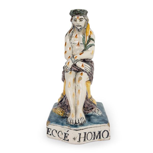 Ecce Homo, scultura in maiolica bianca e policroma, probabilmente Deruta, XVIII secolo