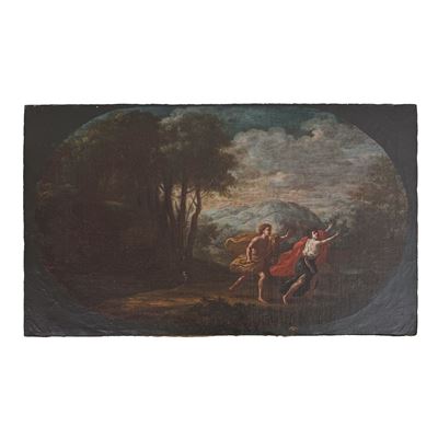 Pittore emiliano della fine del XVII secolo, Apollo e Dafne, olio su tela