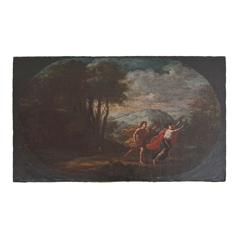 Pittore emiliano della fine del XVII secolo, Apollo e Dafne, olio su tela