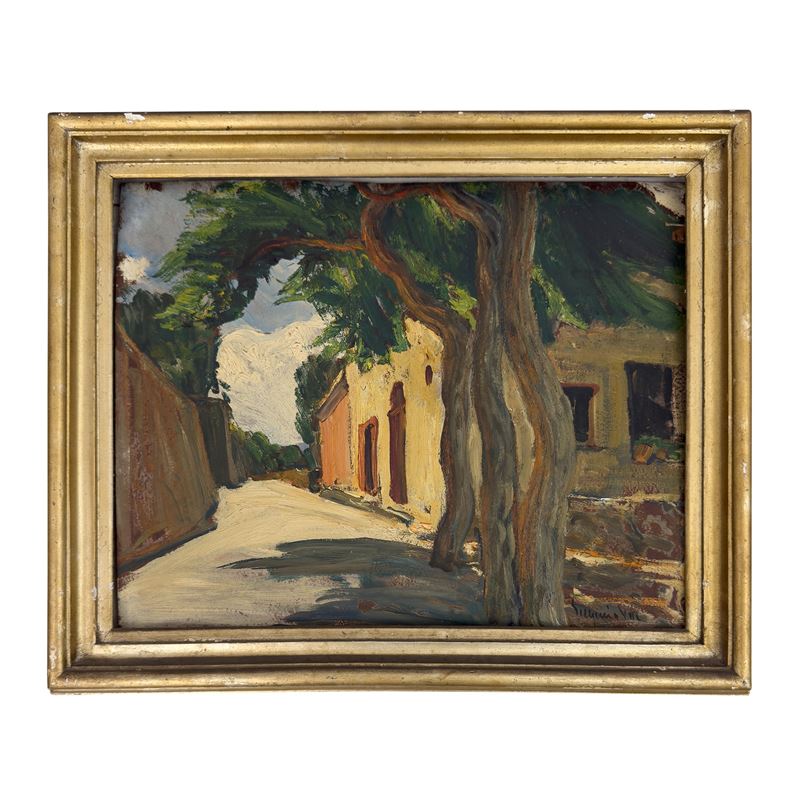 Eugenio Viti, Vicolo paesano, olio su cartone pressato