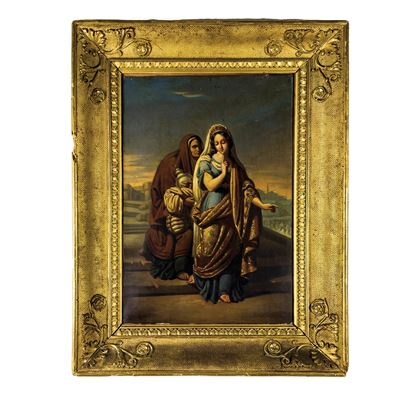 Tommaso De Vivo, Giovane nobile con anziana, olio su tela (1859)