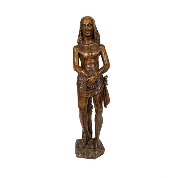 Cristo alla colonna, scultura in legno naturale, Paesi Bassi, XV secolo