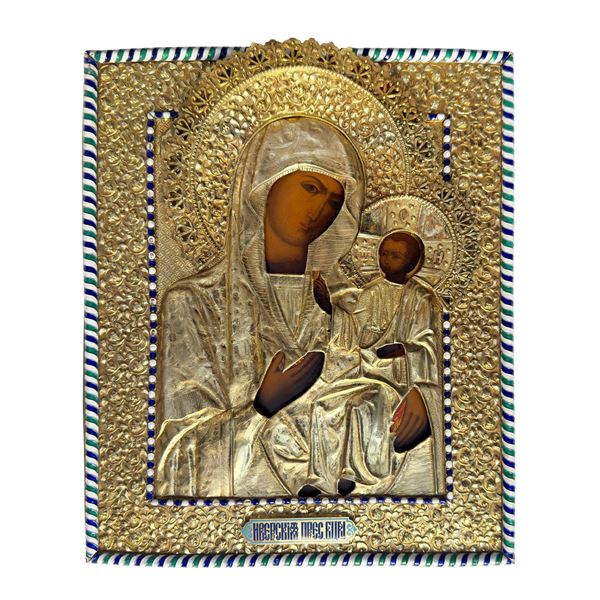 Madre di Dio di Iver, icona con riza in argento, Mosca, 1876