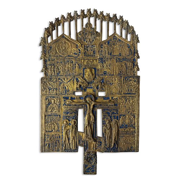 Croce dei Patriarchi, icona vecchi credenti, Russia, XIX secolo