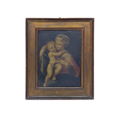 Pittore del XVIII secolo, Madonna col Bambino, olio su tela