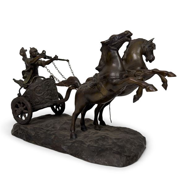 Biga in bronzo patinato, inizi del XX secolo