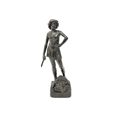 Scultura bronzea patinata, David e Golia, XIX secolo
