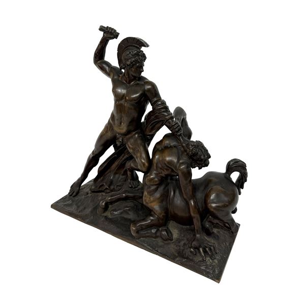 Teseo e il centauro Fereo, gruppo di bronzo patinato, XIX secolo