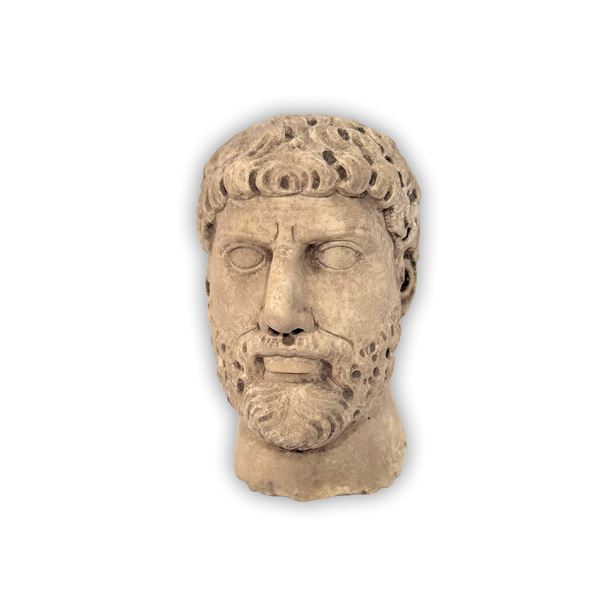 Testa virile barbuta in marmo