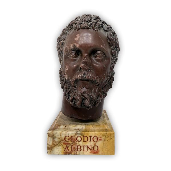 Testa di Clodio Albino in marmo rosso antico