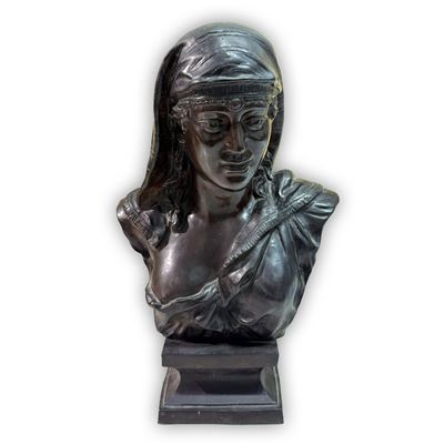 Vincenzo Cinque, Busto di donna orientale, scultura in bronzo patinato