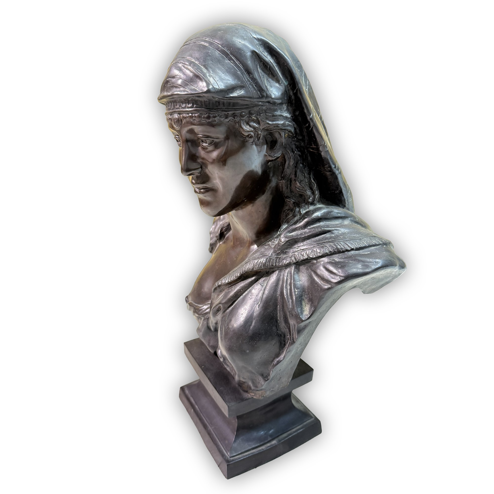 Vincenzo Cinque, Busto di donna orientale, scultura in bronzo patinato