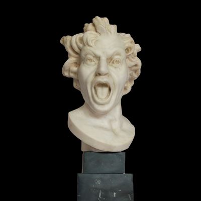 Bernini, Busto in marmo bianco statuario raffigurante l’Anima Dannata