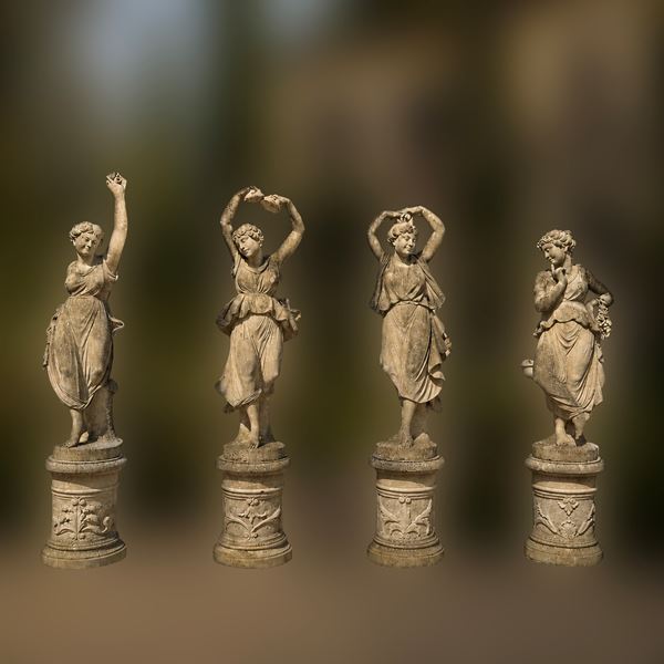 Ninfe danzanti, quattro sculture in pietra di Vicenza