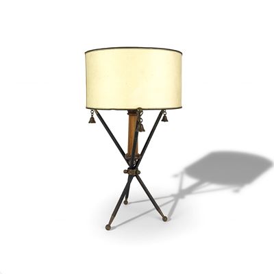 Marco Gobbi, Lampada da tavolo in metallo patinato e legno, Roma