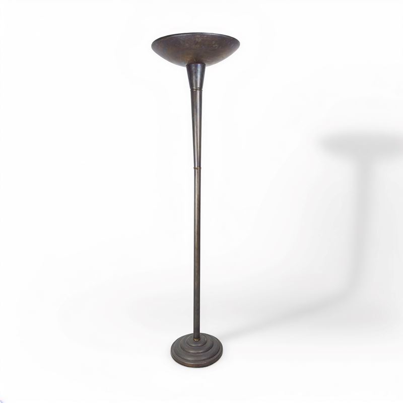 Lampada da terra, ottone brunito, anni ’40