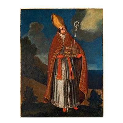 Pittore del XVIII secolo, Santo vescovo (verosimilmente San Geminiano), olio su tela