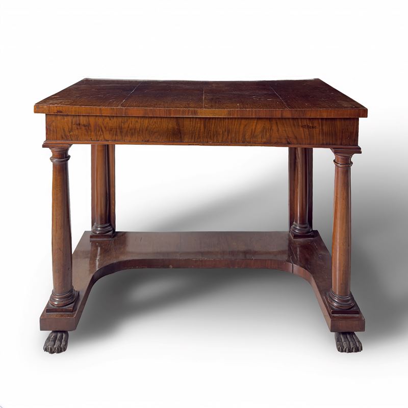 Console in noce, piano rettangolare, XIX secolo