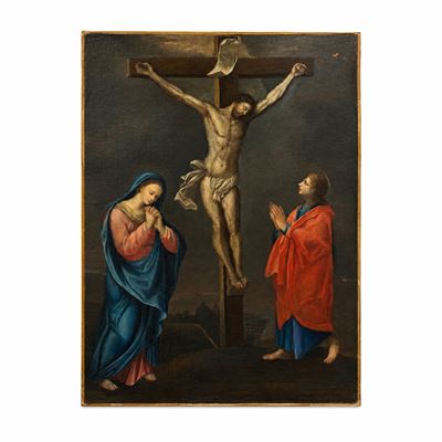 Pittore romano del XVIII secolo, Crocifissione, olio su tela
