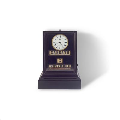 Hottot à Paris, Pendule-Calendrier in legno ebanizzato con quadrante a smalto bianco
