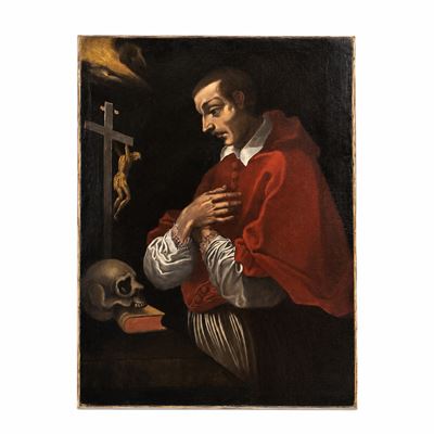 Pittore lombardo del XVII secolo, San Carlo Borromeo, olio su tela