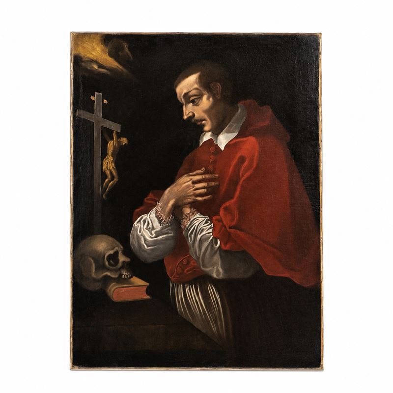 Pittore lombardo del XVII secolo, San Carlo Borromeo, olio su tela