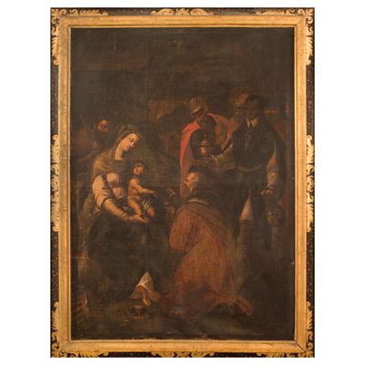 Pittore umbro del XVII secolo, Adorazione dei Magi, olio su tela