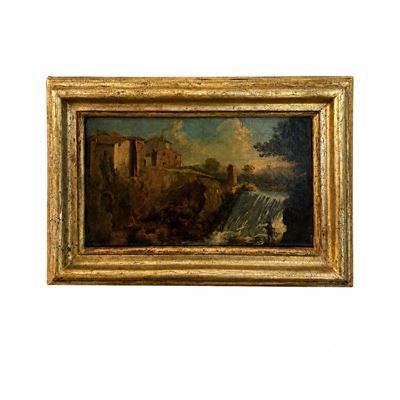 Paolo Anesi, Paesaggio con borgo e cascata