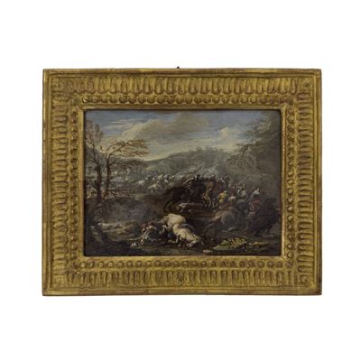 Jacques Courtois detto il Borgognone (cerchia), La ritirata, olio su rame