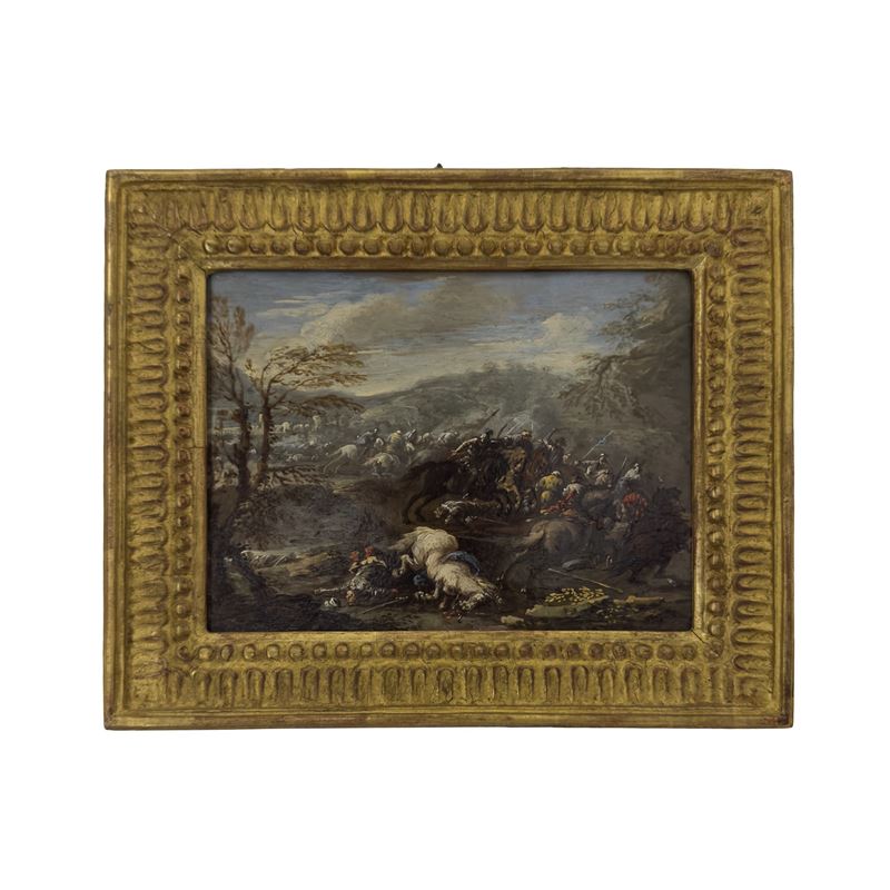 Jacques Courtois detto il Borgognone (cerchia), La ritirata, olio su rame