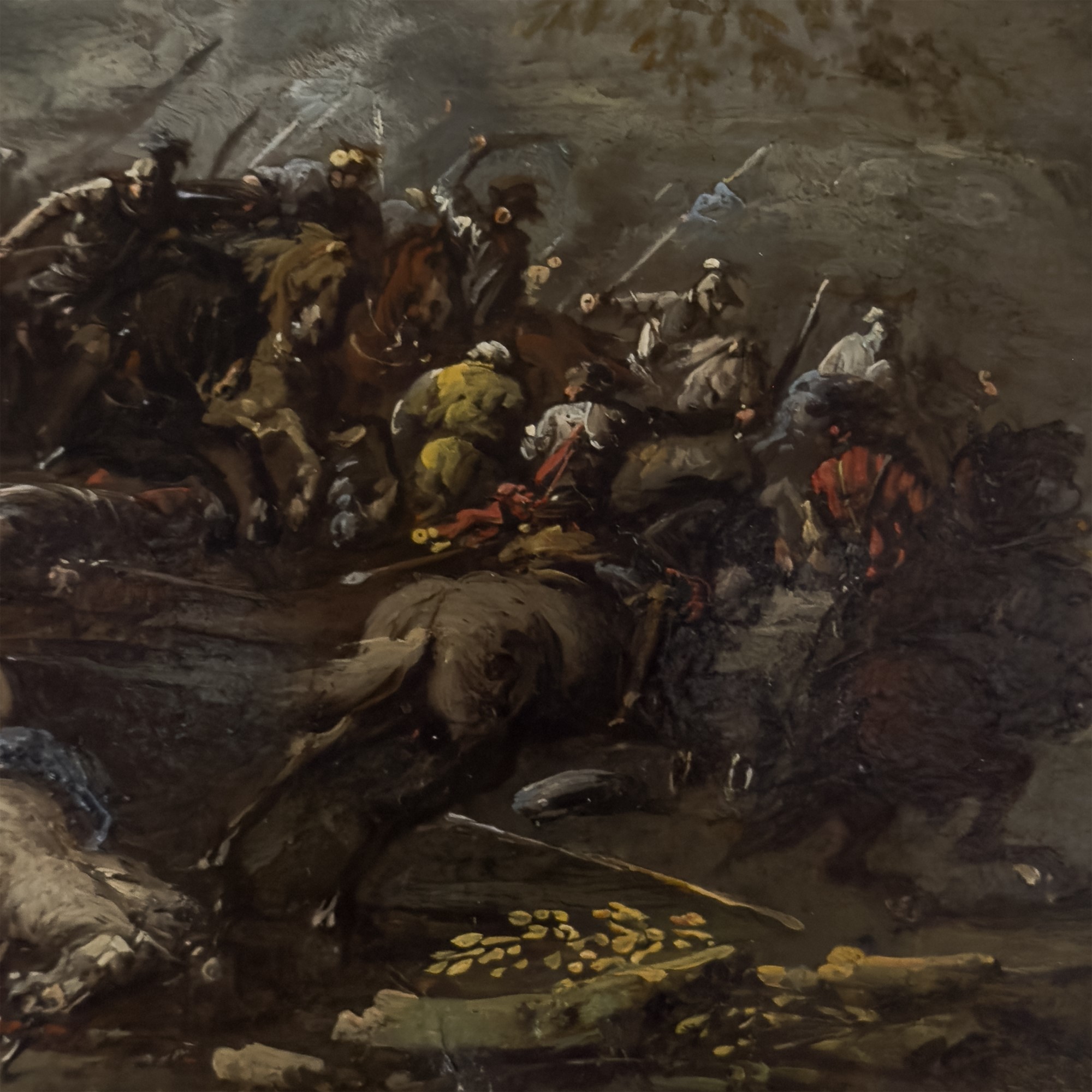 Jacques Courtois detto il Borgognone (cerchia), La ritirata, olio su rame