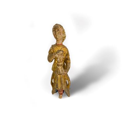 Angelo reggitorcia in legno dorato, XVII secolo