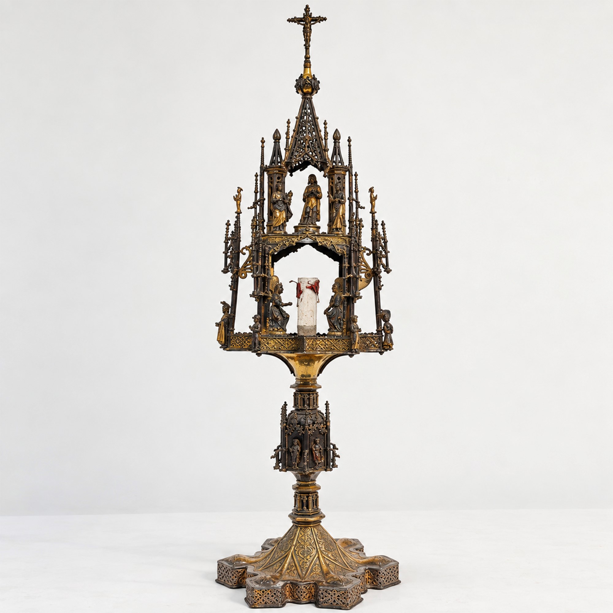 Oreficeria palermitana, Ostensorio in argento dorato a struttura gotica a torre, Palermo (fine XV...