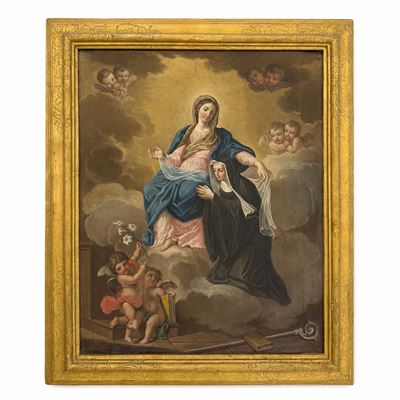 Pittore romano del XVIII secolo, La Vergine con Santa Teresa d’Avila