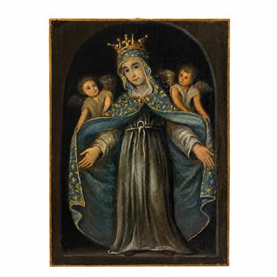 Pittore del XVIII secolo, Madonna della Misericordia, olio su tela