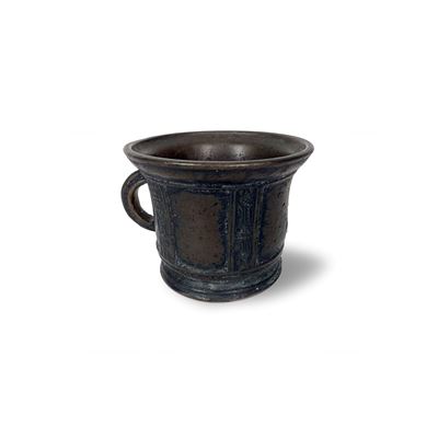 Mortaio monoansato in bronzo patinato, fine del XV secolo