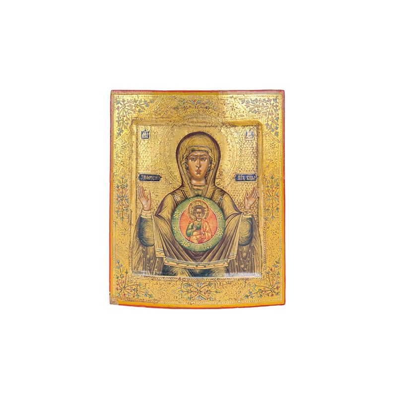 Regione di Vladimir, Madre di Dio del Segno, tempera all’uovo su tavola,  XIX secolo