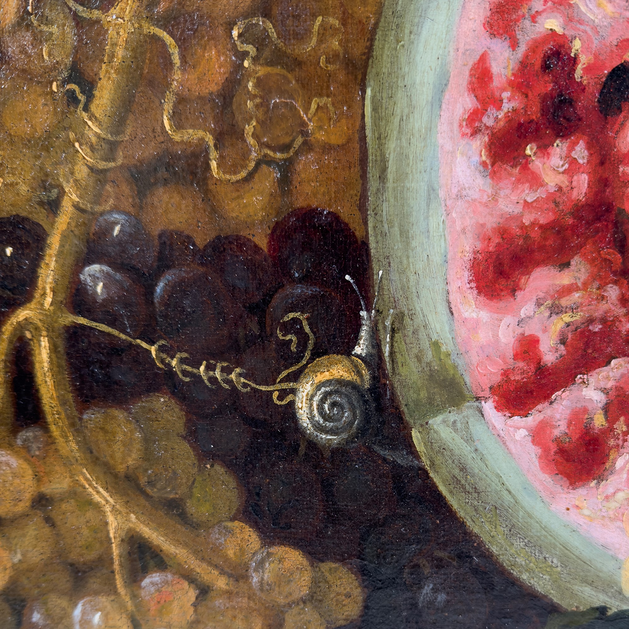 Giuseppe Ruoppolo, Natura morta con cocomero spaccato e frutta, olio su tela